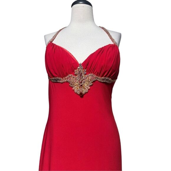 Alyce Designs Sexy Rhinestoned Long Formal Gown with Train Red Size 10 - Picture 2 of 7
